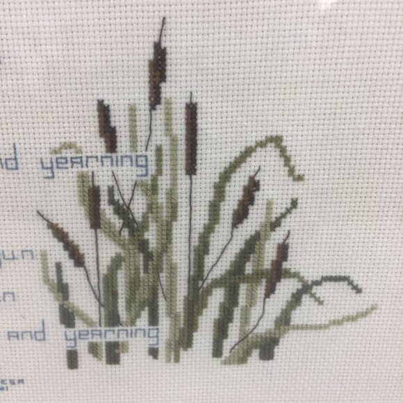 Vintage Handmade Cross Stitch River Song July 25-30 1983 Poem Wood Frame 12"x15" - Picture 3 of 8